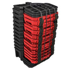 Juego de cajas portahta plástic con broches plásticos y charola negra tapa roja 19x10,15 piezas - Lock