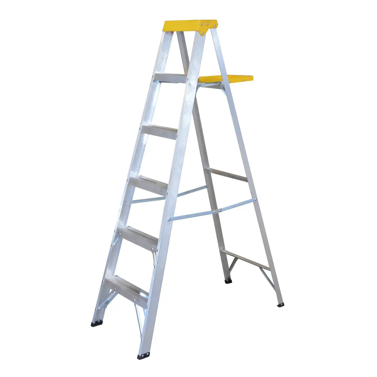 Escalera de Aluminio Tipo Tijera 5 Peldaños 1.83mt Surtek - Lock - vista lateral