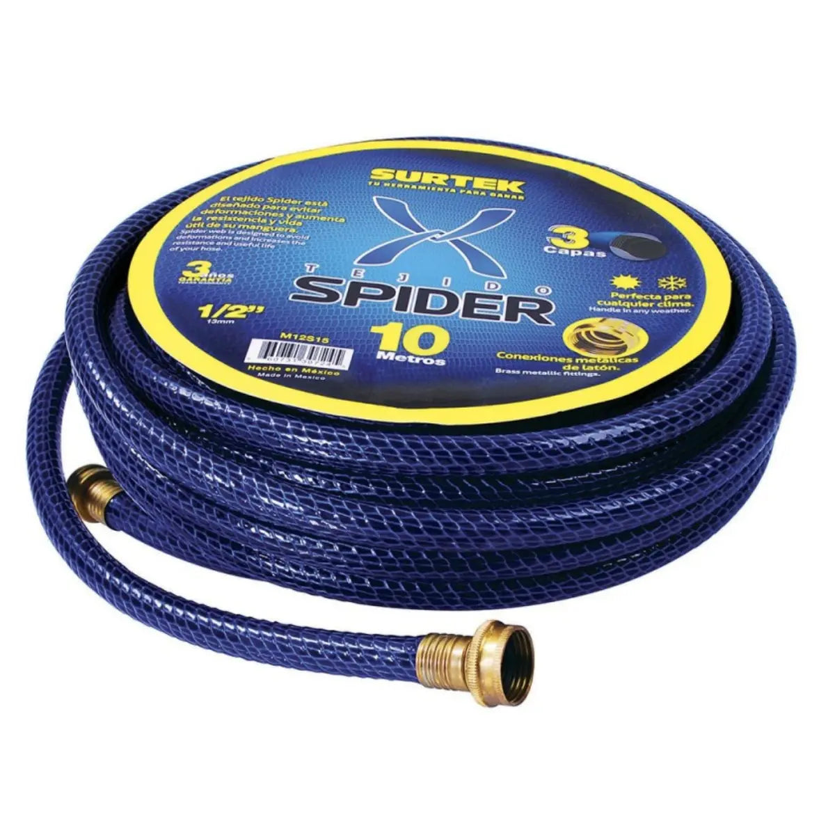 Manguera Spider 1/2" Armada con Conector Metálico 10m Surtek - Lock
