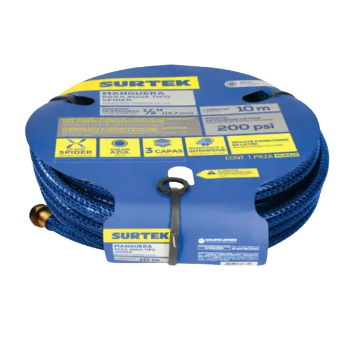 Manguera para jardín tejido spider con conector metálico 1/2 15m - Lock - vista lateral