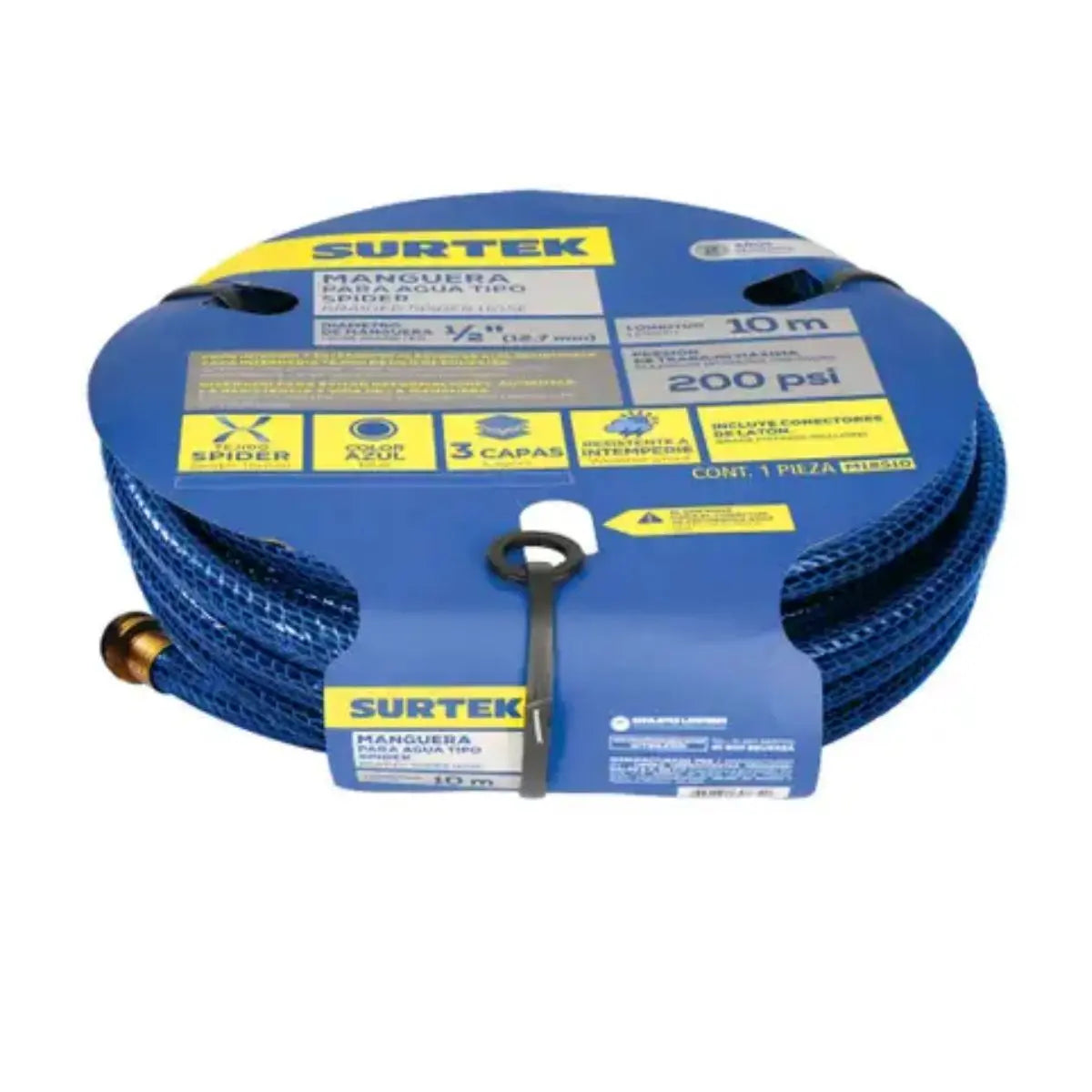 20m Manguera Jardin Surtek Tejido Spider c/ Conector Metalico 1/2" - Lock