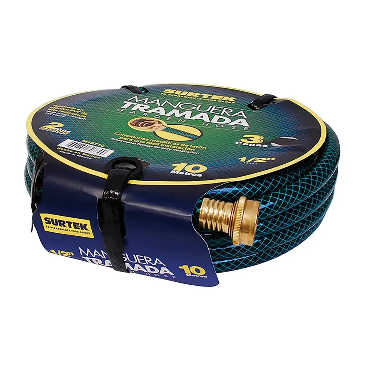 20m Manguera Jardin Tramada Surtek c/ Conector Metalico 1/2" - Lock - vista lateral