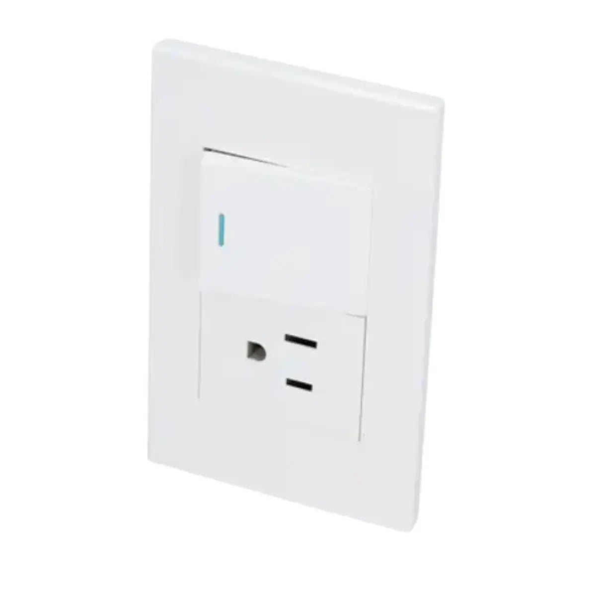 Placa 1 Interruptor 1 contacto 1/2, línea Premium, color blanco Surtek - Lock