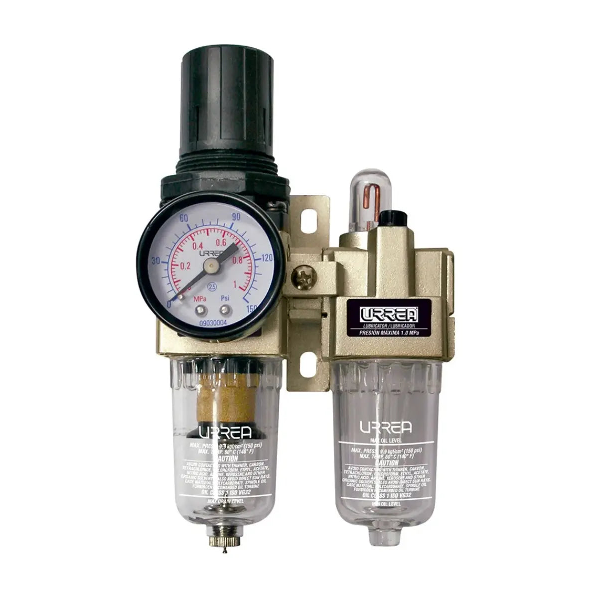 Filtro regulador y lubricador de aire 1/2" NPT Urrea - Lock