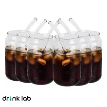 Set 6 Vasos Vidrio Tipo Lata Popote 400ml Hogar Cristal - Coveme - empaque
