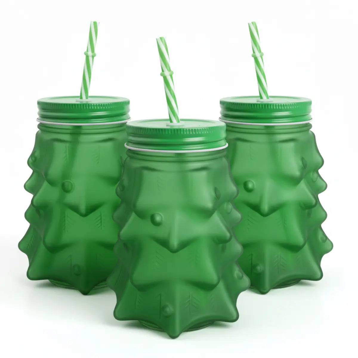 3 Frasco Mason Árbol Navideño VERDE 580ml 1428V Vittori - Vittori - vista lateral