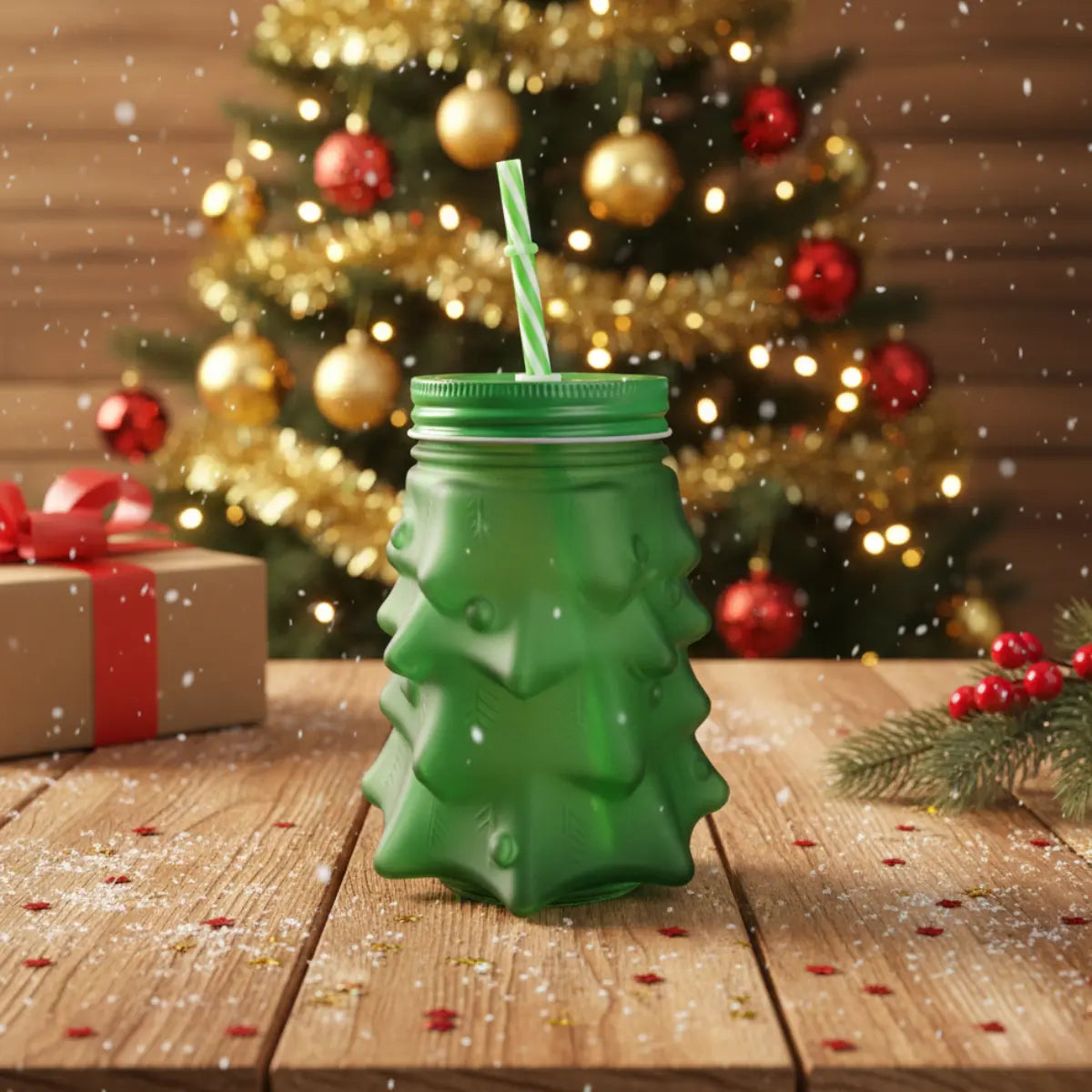 3 Frasco Mason Árbol Navideño VERDE 580ml 1428V Vittori - Vittori