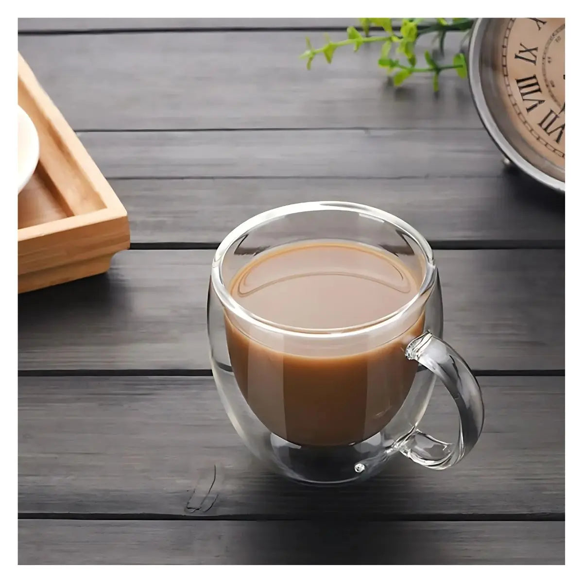 Set 2 Tazas Termicas Doble Pared Borosilicato 260ml Café - Vittori - vista lateral