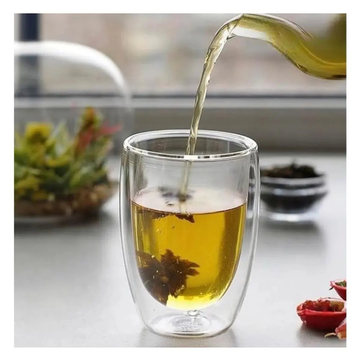 2 PZ Vasos de Vidrio con Doble Pared de Cristal Térmico 360 ML - Vittori