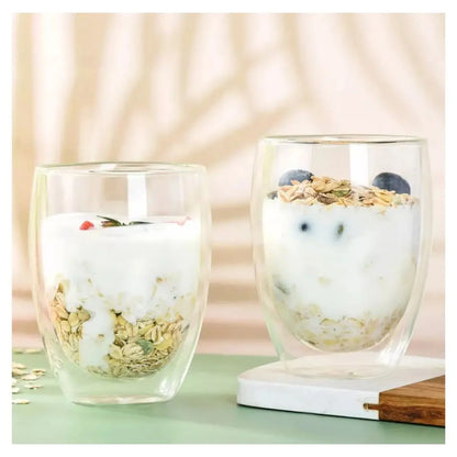2 PZ Vasos de Vidrio con Doble Pared de Cristal Térmico 360 ML - Vittori - detalle