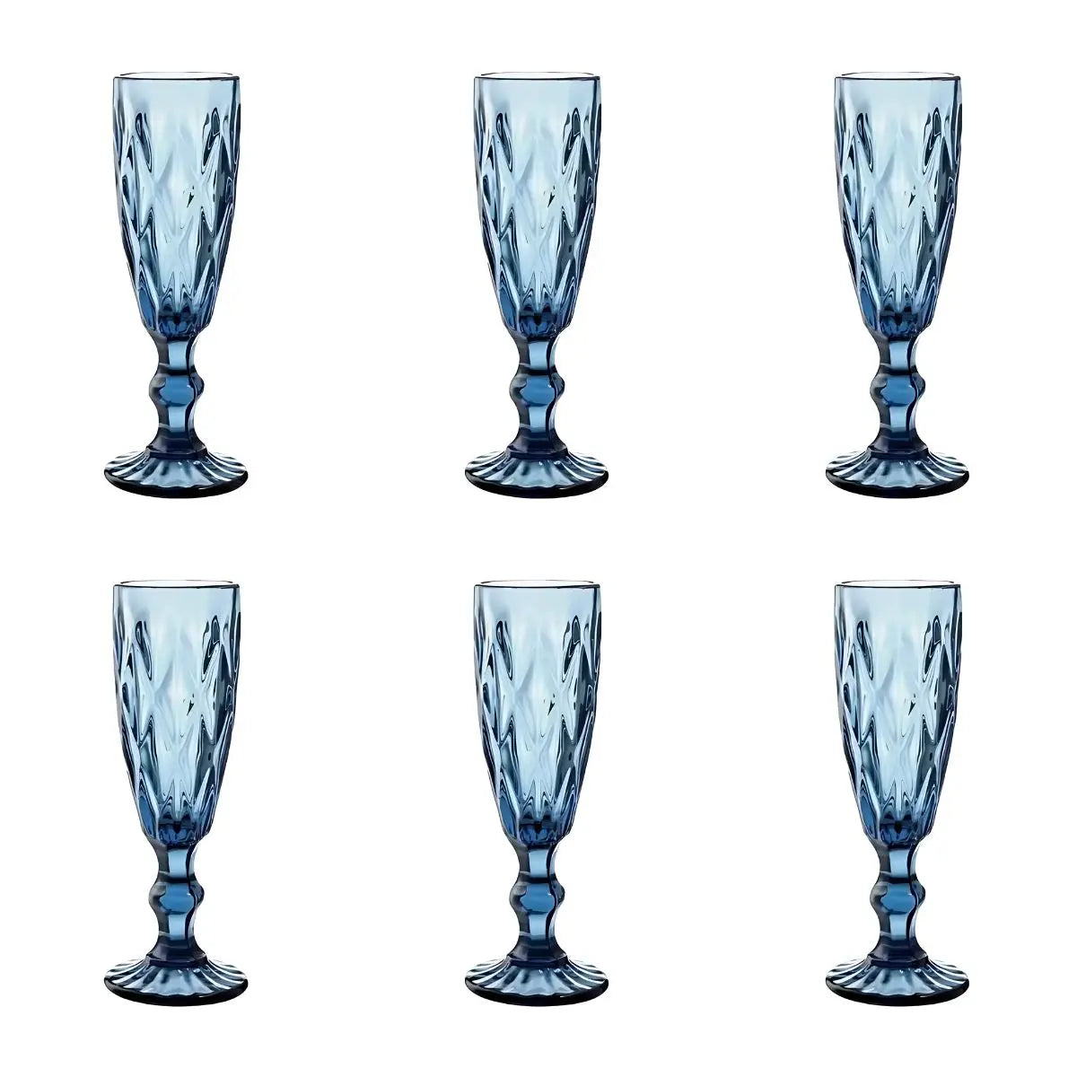 6 Copas Cristal Vino Flauta Libia Grande 170ml Elegir Color Azul Cobalto - Vittori - uso