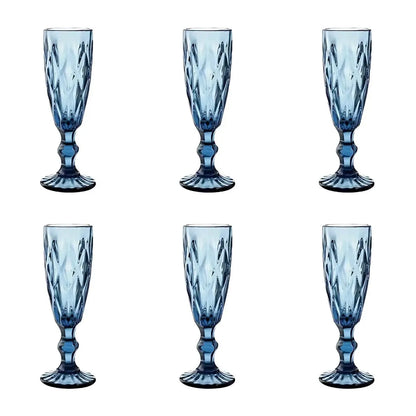 6 Copas Cristal Vino Flauta Libia Grande 170ml Elegir Color Azul Cobalto - Vittori - uso