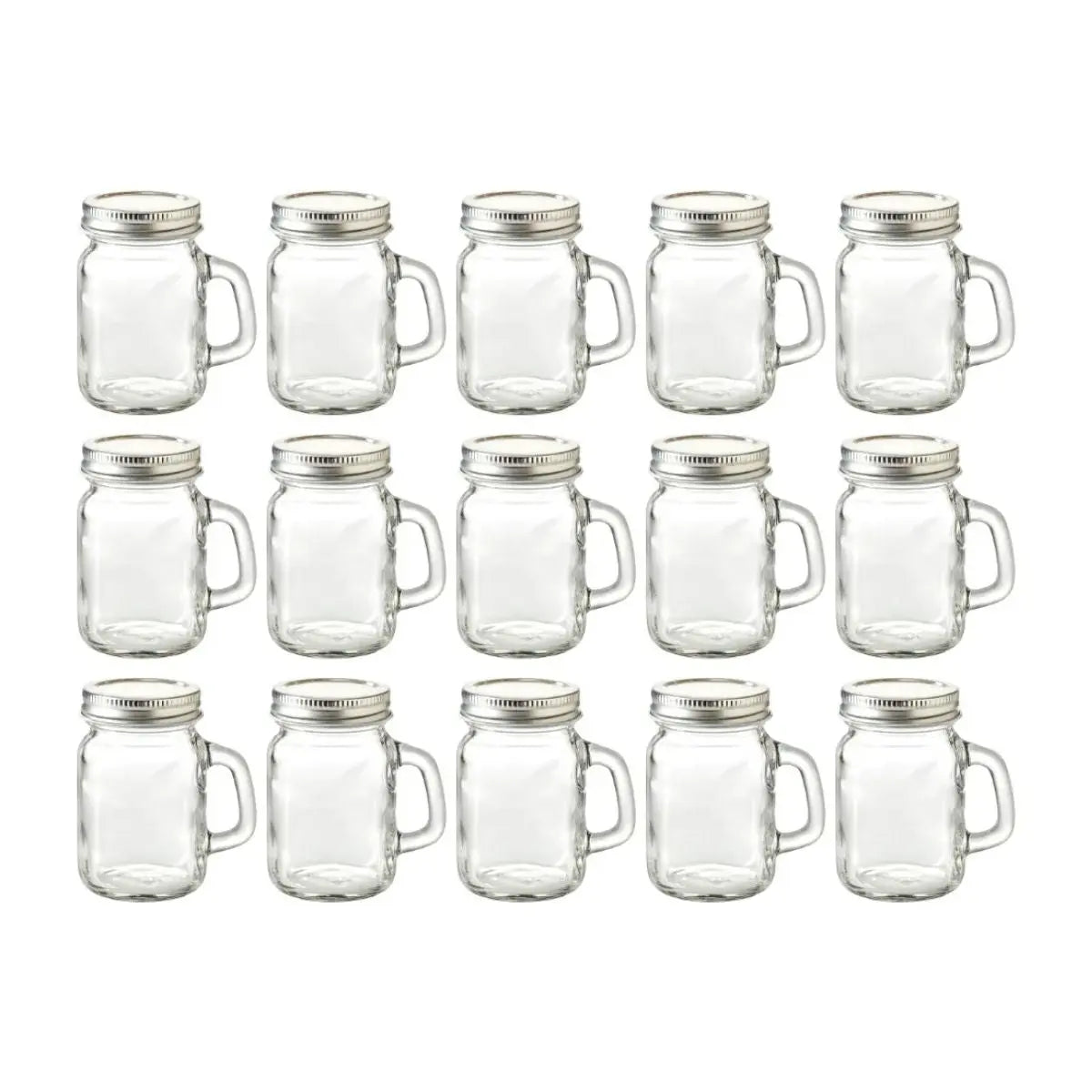 48 PIEZAS Mason Jar MINI c/Asa Tapa PLATA - Vittori