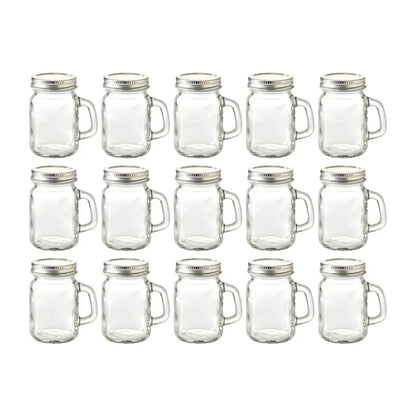 48 PIEZAS Mason Jar MINI c/Asa Tapa PLATA - Vittori