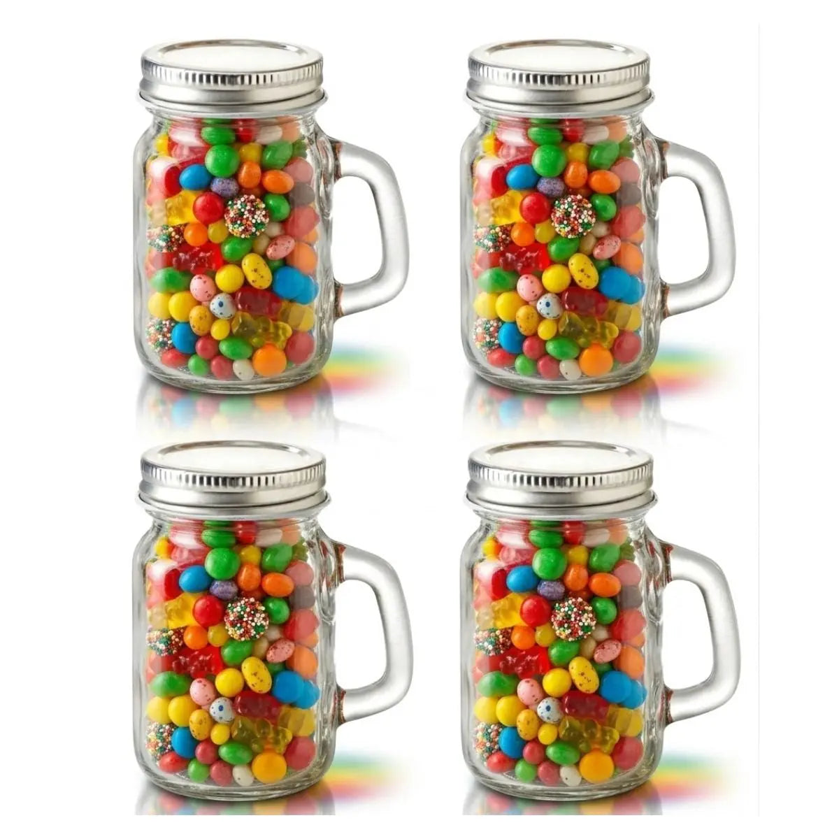 4 PIEZAS Mason Jar MINI c/Asa Tapa PLATA - Vittori - detalle