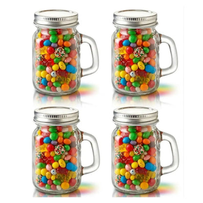 4 PIEZAS Mason Jar MINI c/Asa Tapa PLATA - Vittori - detalle