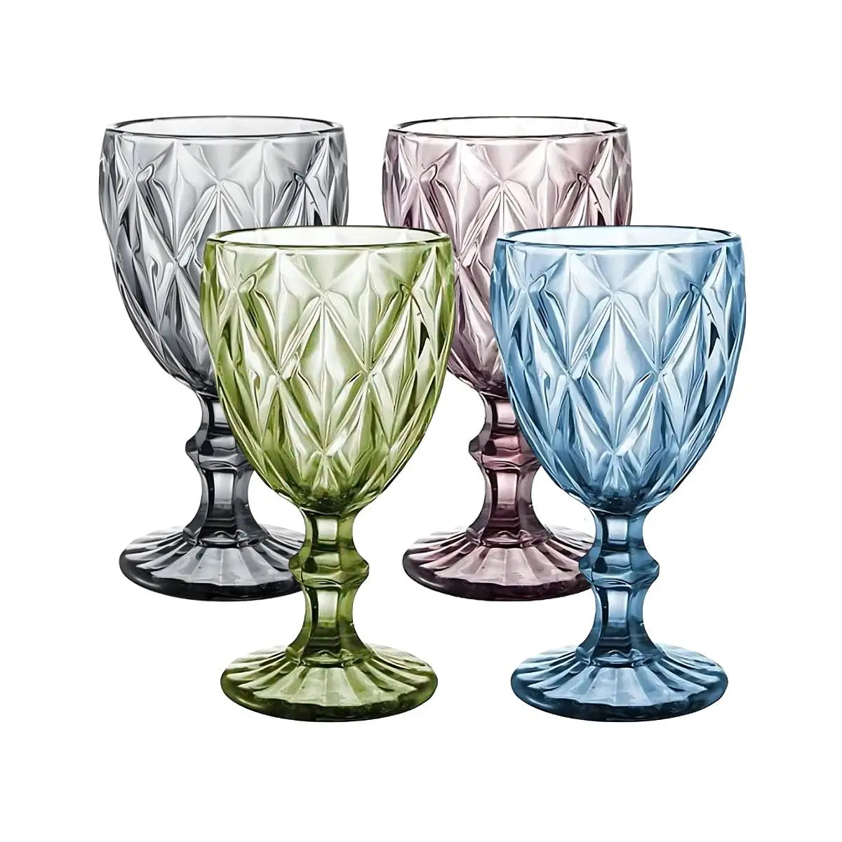 3 Copas Cristal Vino Agua Libia Grande 335ml Elegir Color Azul Cobalto - Vittori - vista lateral