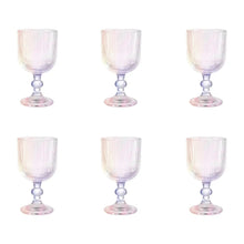 Juego 6 Copas Cristal Labrado Astriado Ondulado 370ml Color Tornasol - Vittori - detalle