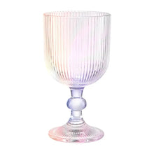 Juego 6 Copas Cristal Labrado Astriado Ondulado 370ml Color Tornasol - Vittori - vista lateral