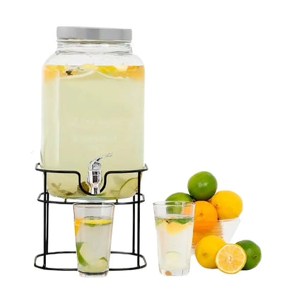 Dispensador Bebidas Con Base 5 Lt Vitrolero Vidrio Vintage - Vittori - detalle