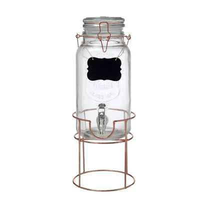 Dispensador de Vidrio 3.5 L c/Tapa Clip y base Metalica Bronce - Vittori - vista trasera