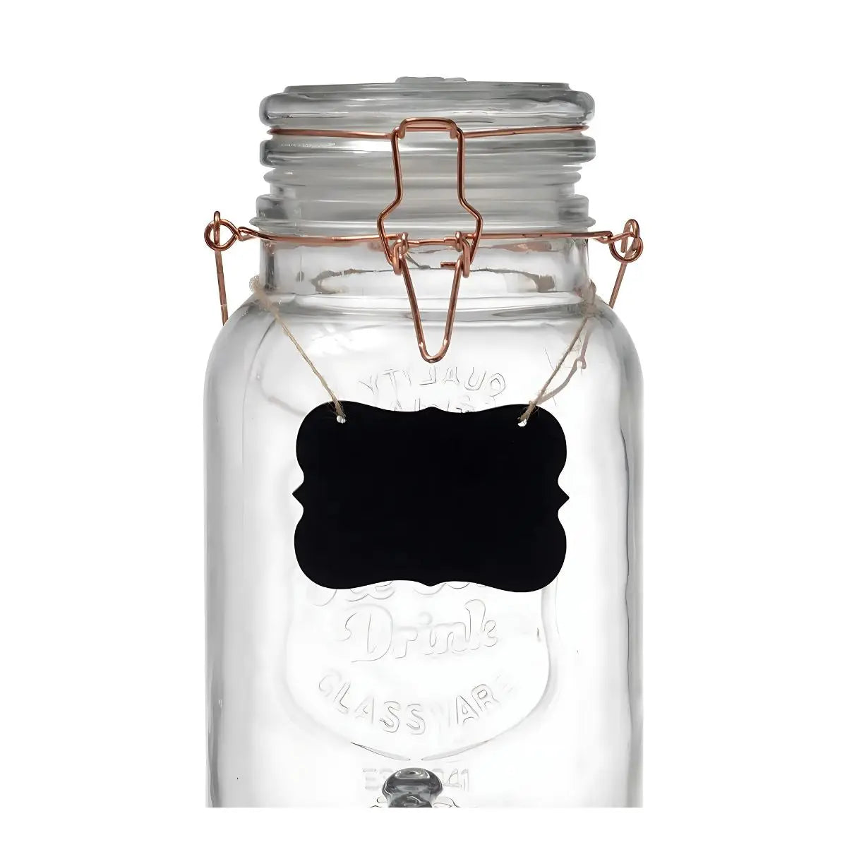 Dispensador de Vidrio 3.5 L c/Tapa Clip y base Metalica Bronce - Vittori