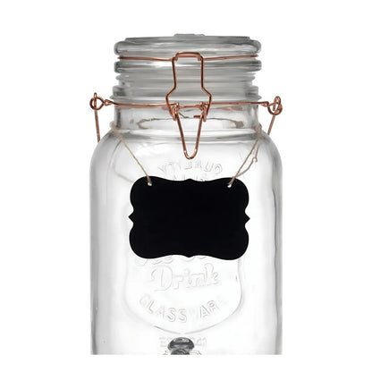 Dispensador de Vidrio 3.5 L c/Tapa Clip y base Metalica Bronce - Vittori