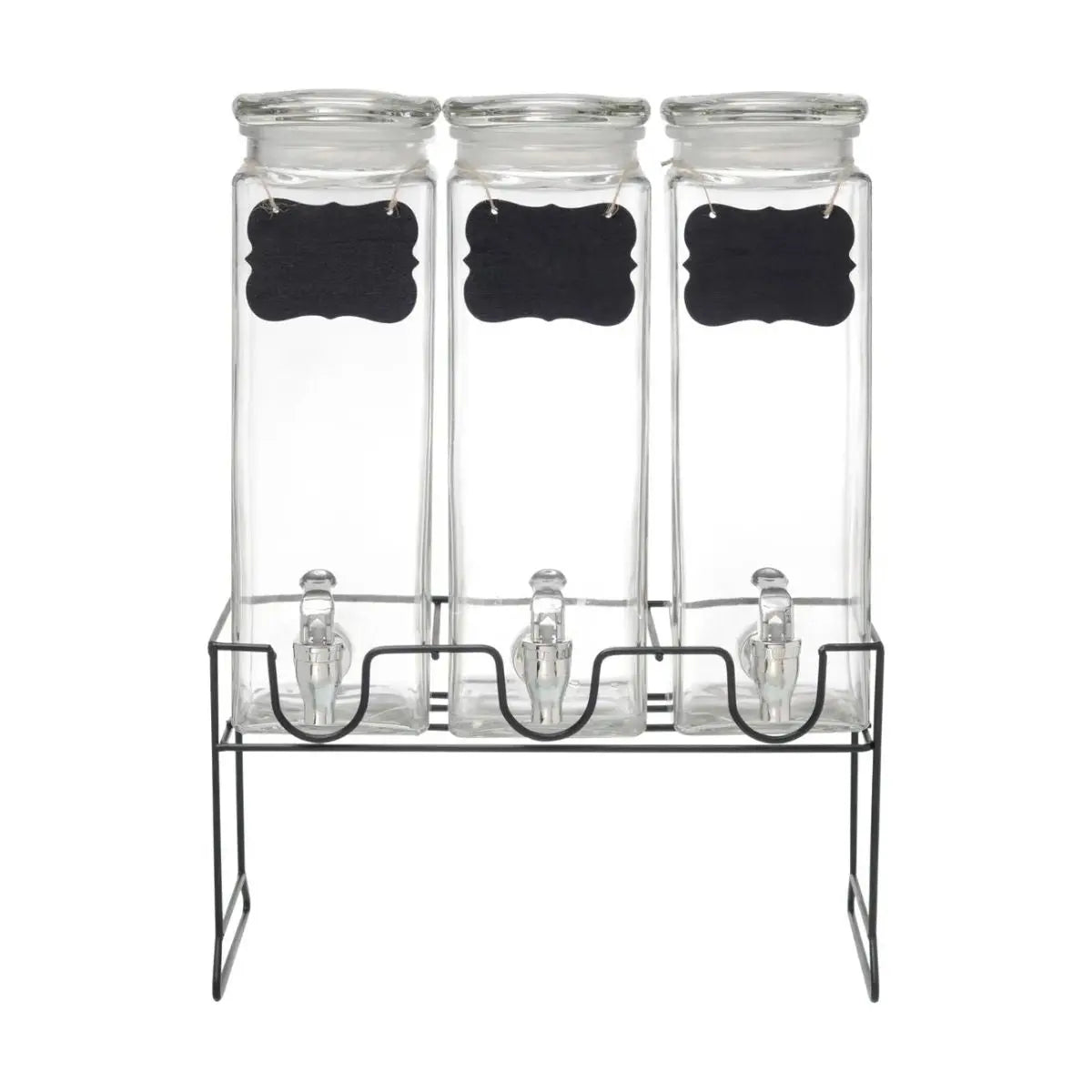 Set de 3 Dispensadores de Vidrio 3L c/Pizarra y base metalica - Vittori