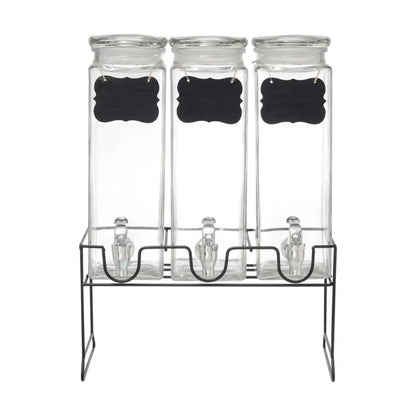 Set de 3 Dispensadores de Vidrio 3L c/Pizarra y base metalica - Vittori