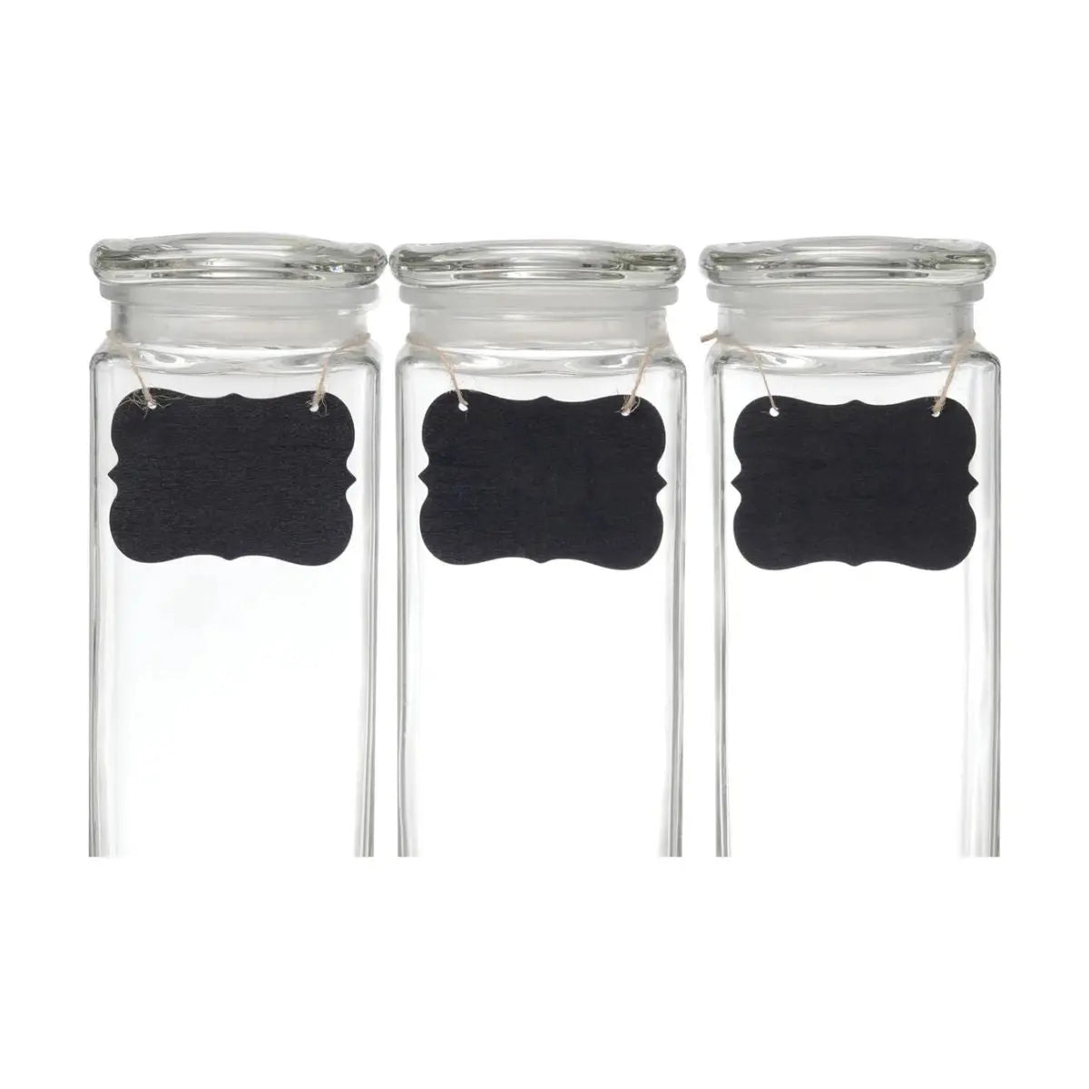 Set de 3 Dispensadores de Vidrio 3L c/Pizarra y base metalica - Vittori - empaque