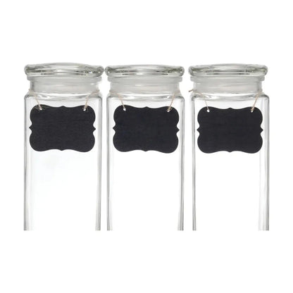 Set de 3 Dispensadores de Vidrio 3L c/Pizarra y base metalica - Vittori - empaque