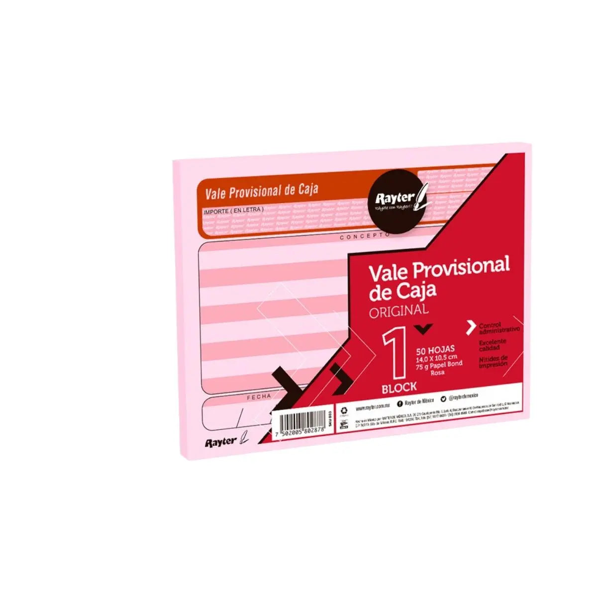 5 Blocks de Vale Provisional Rosa 50 Hojas c/u 1/4 Carta RAYTER - Rayter