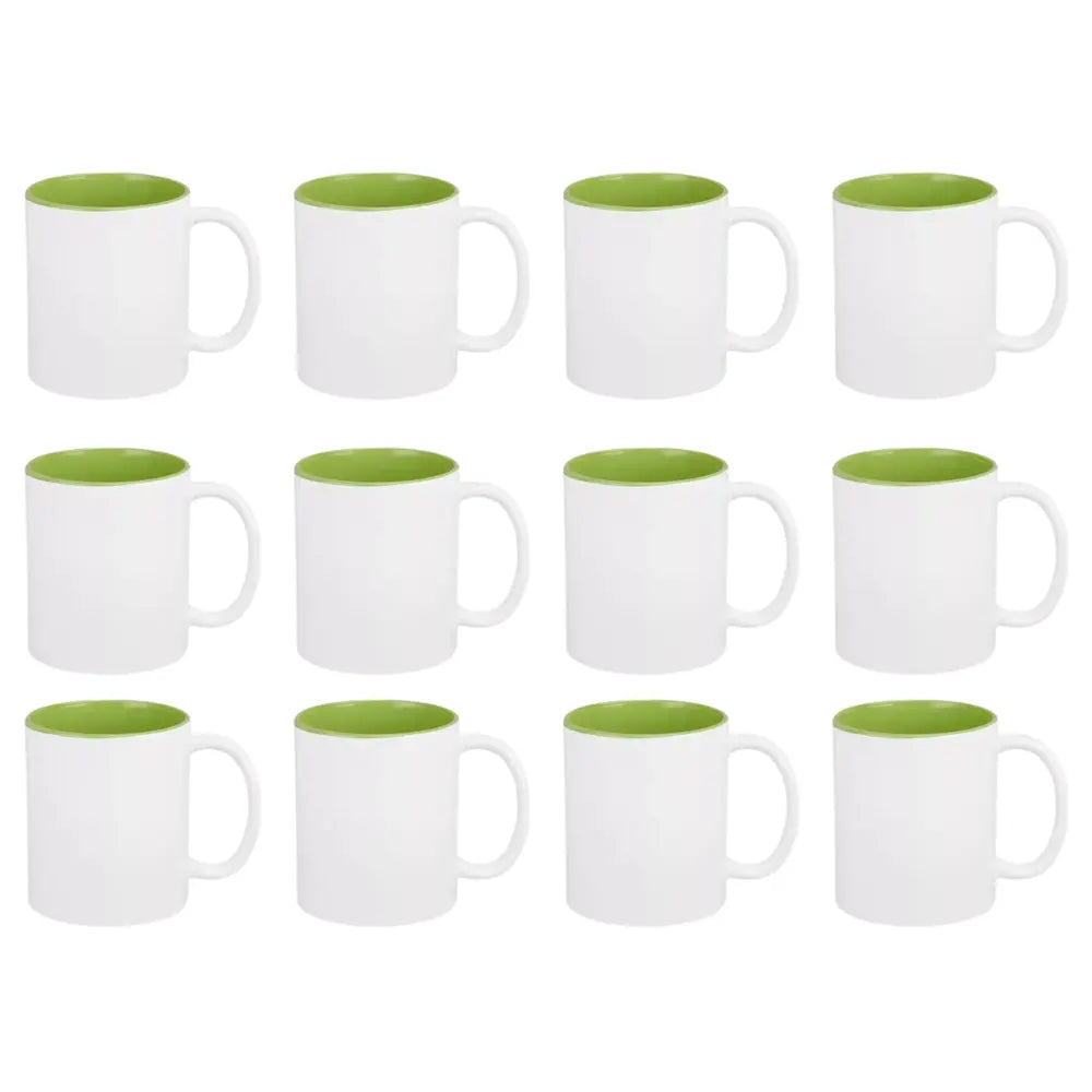 12 Tazas Ceramica Sublimacion Sublimar Blanca Colores 325ml Elegir Interior Verde - Promopción