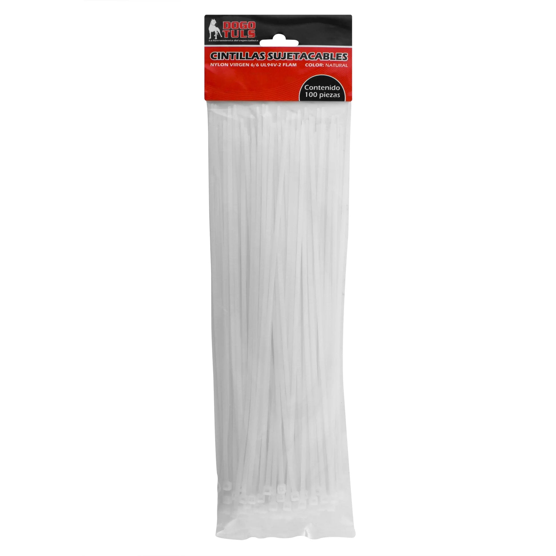 Pack 100 piezas Cincho Sujetacable 12" Dogotuls Natural, Nylon virgen - Dogotuls
