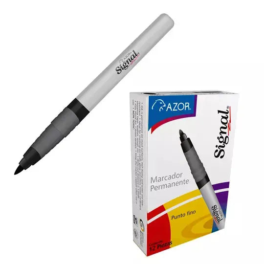 Marcadores Azor Permanente Signal Fino Punta Bala 12 Piezas Elegir Color Rojo - Azor - empaque