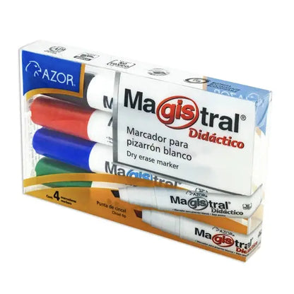 Marcadores Azor para Pizarrón Blanco 6mm Magistral Didactico 4 Piezas - marchante.shop