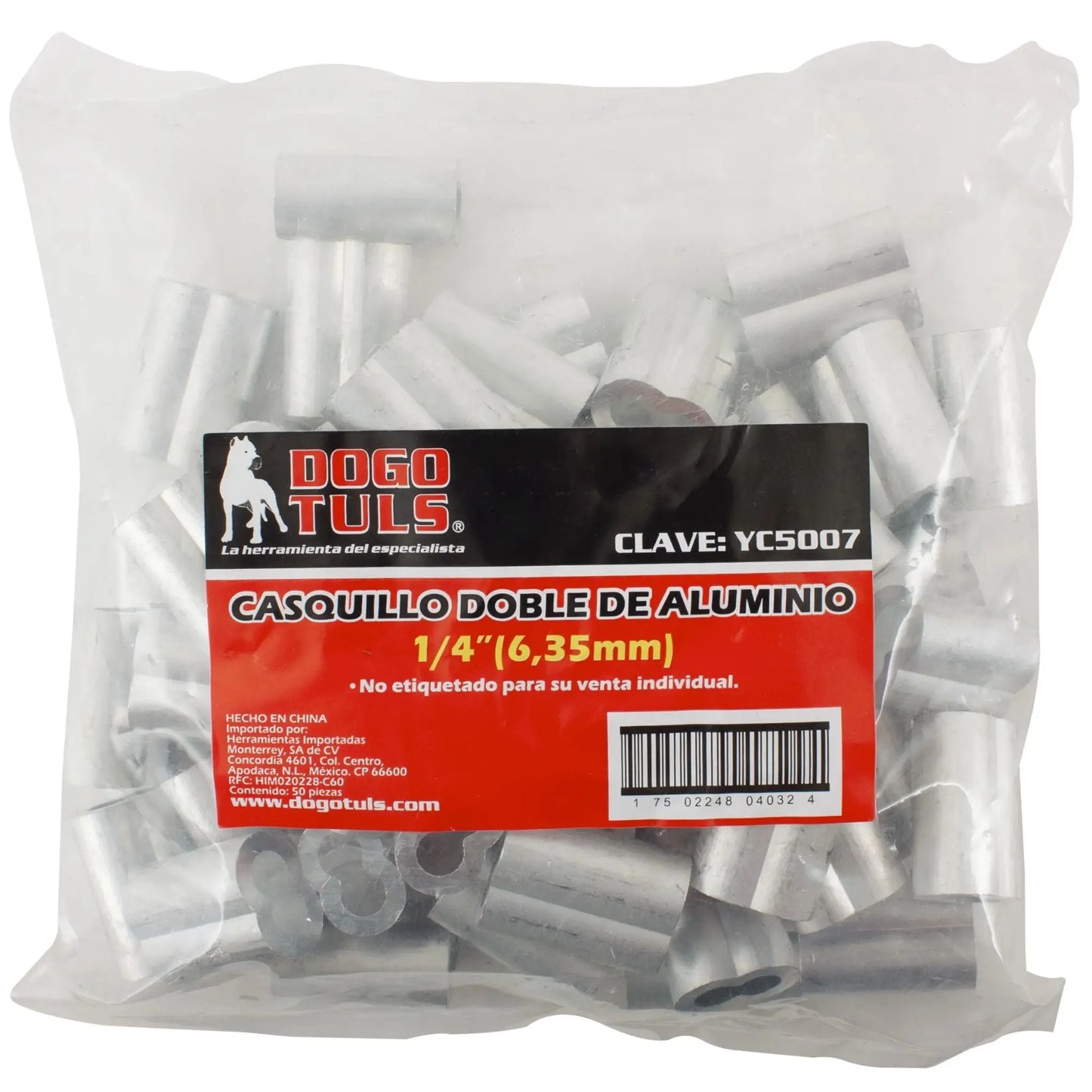25pz Casquillo Aluminio Doble 5/16" Dogotuls - Dogotuls - vista lateral
