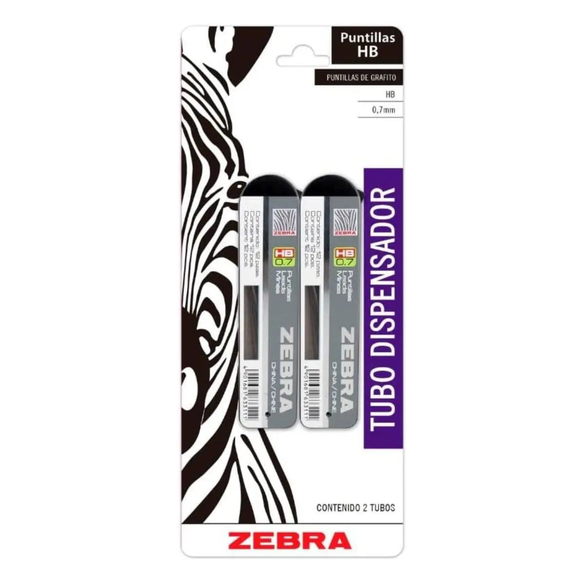 2 Tubos Puntillas Grafito Hb Zebra Lapicero 0.7 Mm - Zebra - vista lateral
