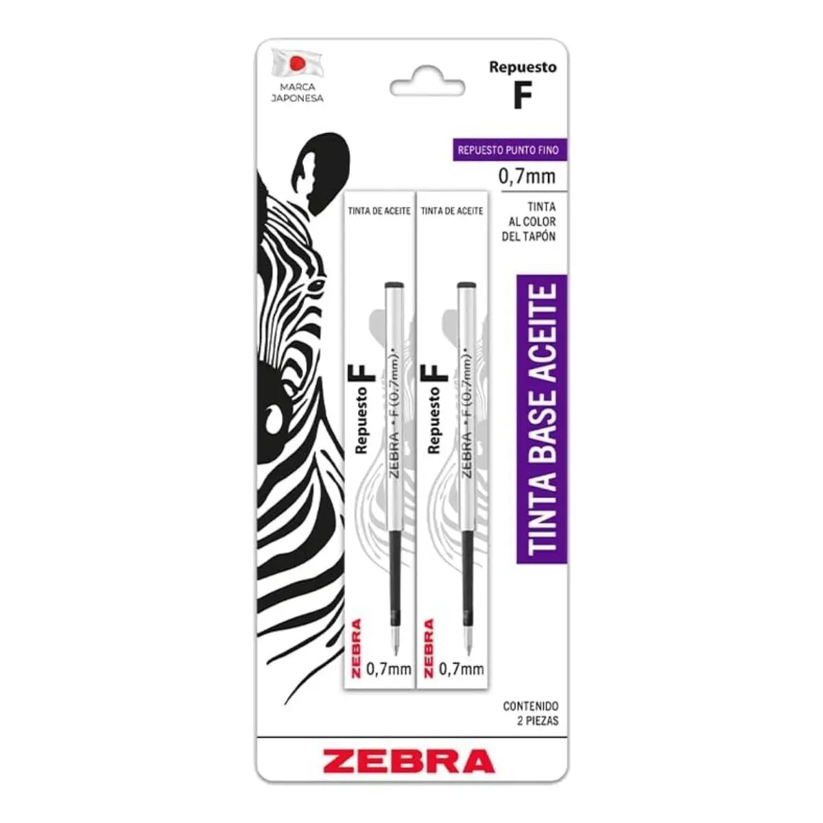 2 Repuestos F Boligrafos Zebra 0.7mm Tinta Gel Color Negro - Zebra - vista lateral