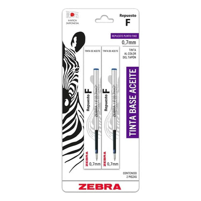 2 Repuestos F Boligrafos Zebra 0.7mm Tinta Gel Color Azul - Zebra