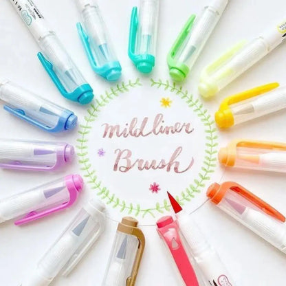 15 Marcadores Mildliner Brush Pen Zebra Doble Punta Pincel - Zebra - contenido