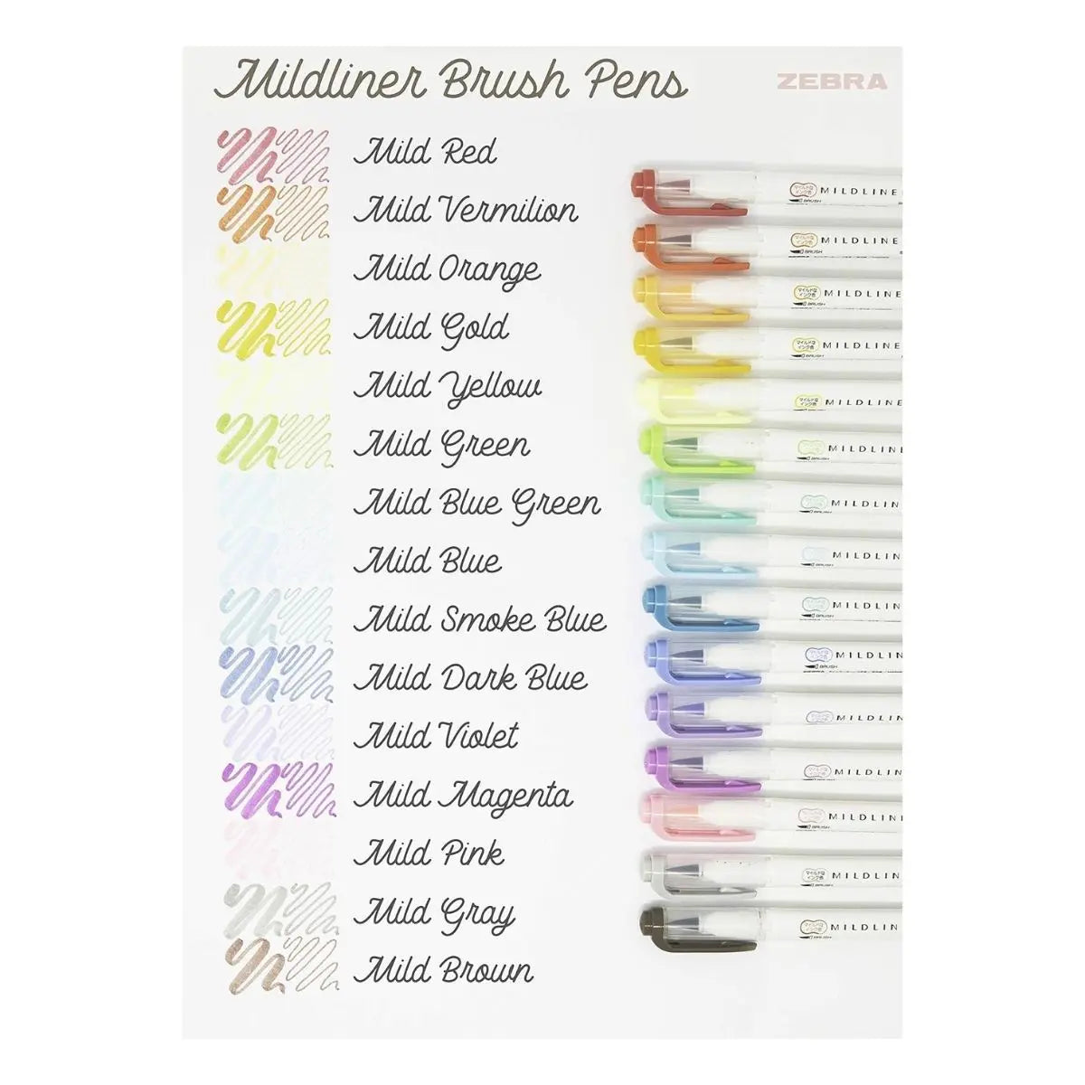 15 Marcadores Mildliner Brush Pen Zebra Doble Punta Pincel - Zebra - vista trasera