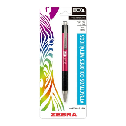 Boligrafo Retractil F-301 A Zebra Punto Fino 0.7 Mm Rosa - Zebra - detalle