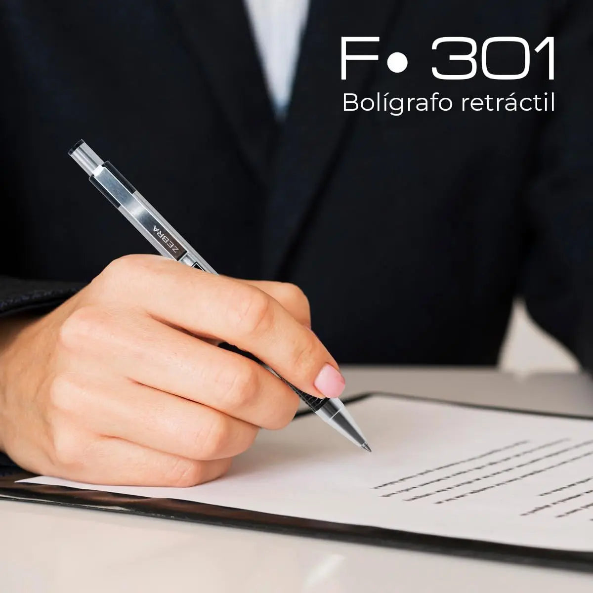 Boligrafo Retractil F-301 Zebra Punto Fino 0.7 Mm Negro - Zebra - vista trasera