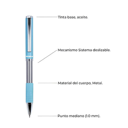 Pluma Slide Pen Zebra Punto Mediano Color Azul Claro - Zebra - empaque