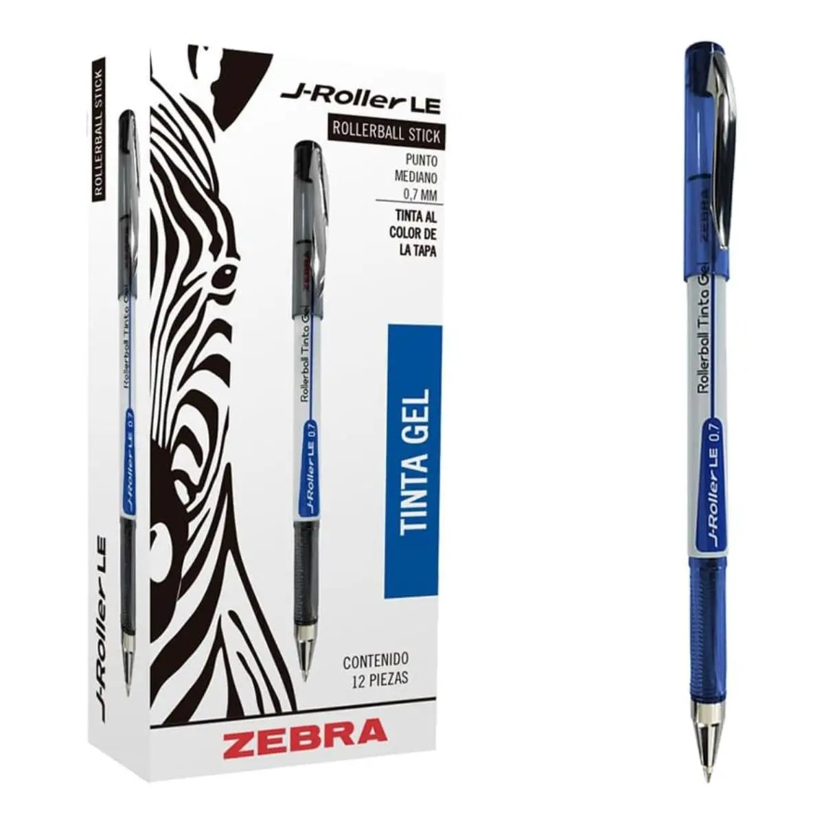 12 Boligrafos Gel J-roller Le Zebra Tinta Azul 0.7 Mm - Zebra