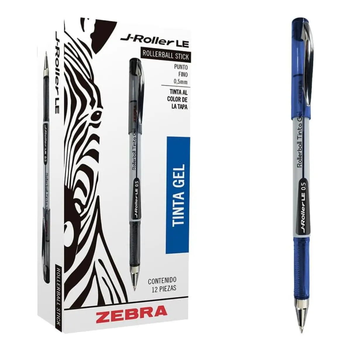 12 Boligrafos Gel J-roller Le Zebra Tinta Azul 0.5 Mm - Zebra - empaque