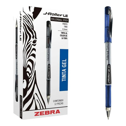 12 Boligrafos Gel J-roller Le Zebra Tinta Azul 0.5 Mm - Zebra - empaque