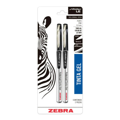 2 Boligrafos Gel J-roller Le Zebra Tinta Negra 0.5 Mm - Zebra - vista lateral