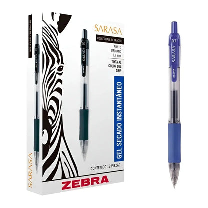 12 Plumas Sarasa Gel Azul P/ Medio Zebra - Zebra - vista lateral